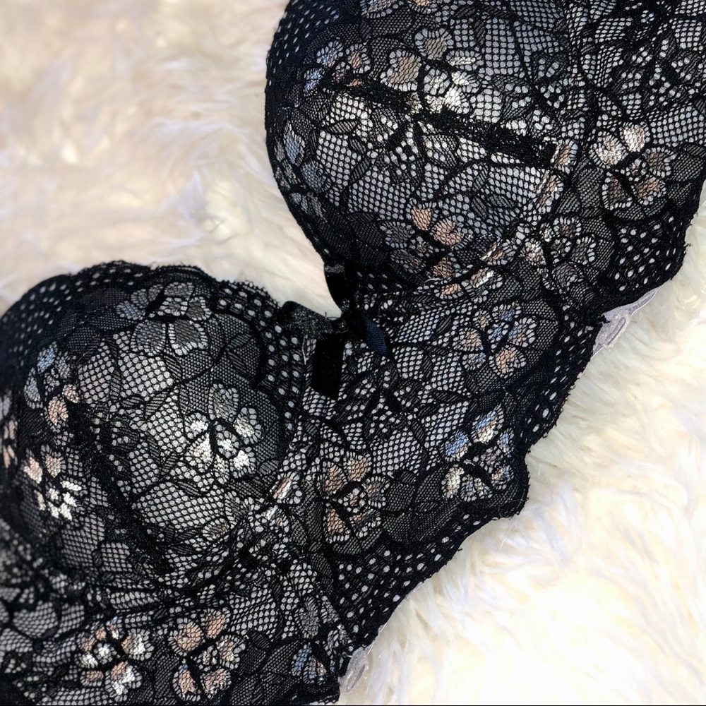 NWOT - sophie b. Black Lace Bra with Bow